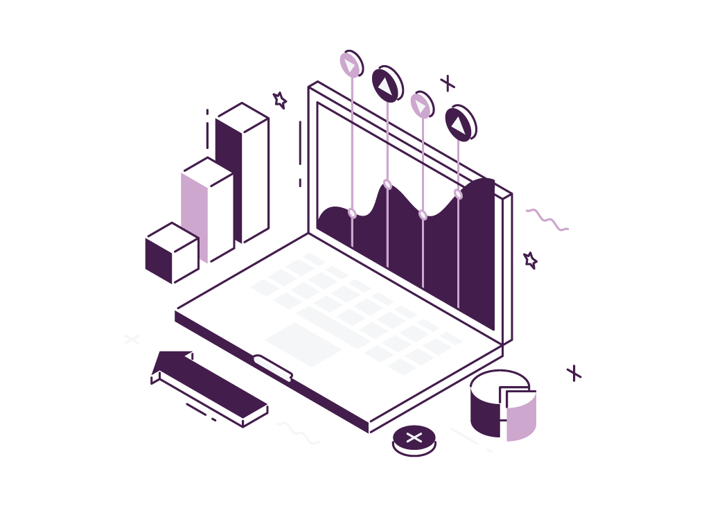 A stylised image icon of graphs